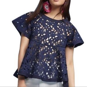 Anthropologie Lace Peplum Blouse